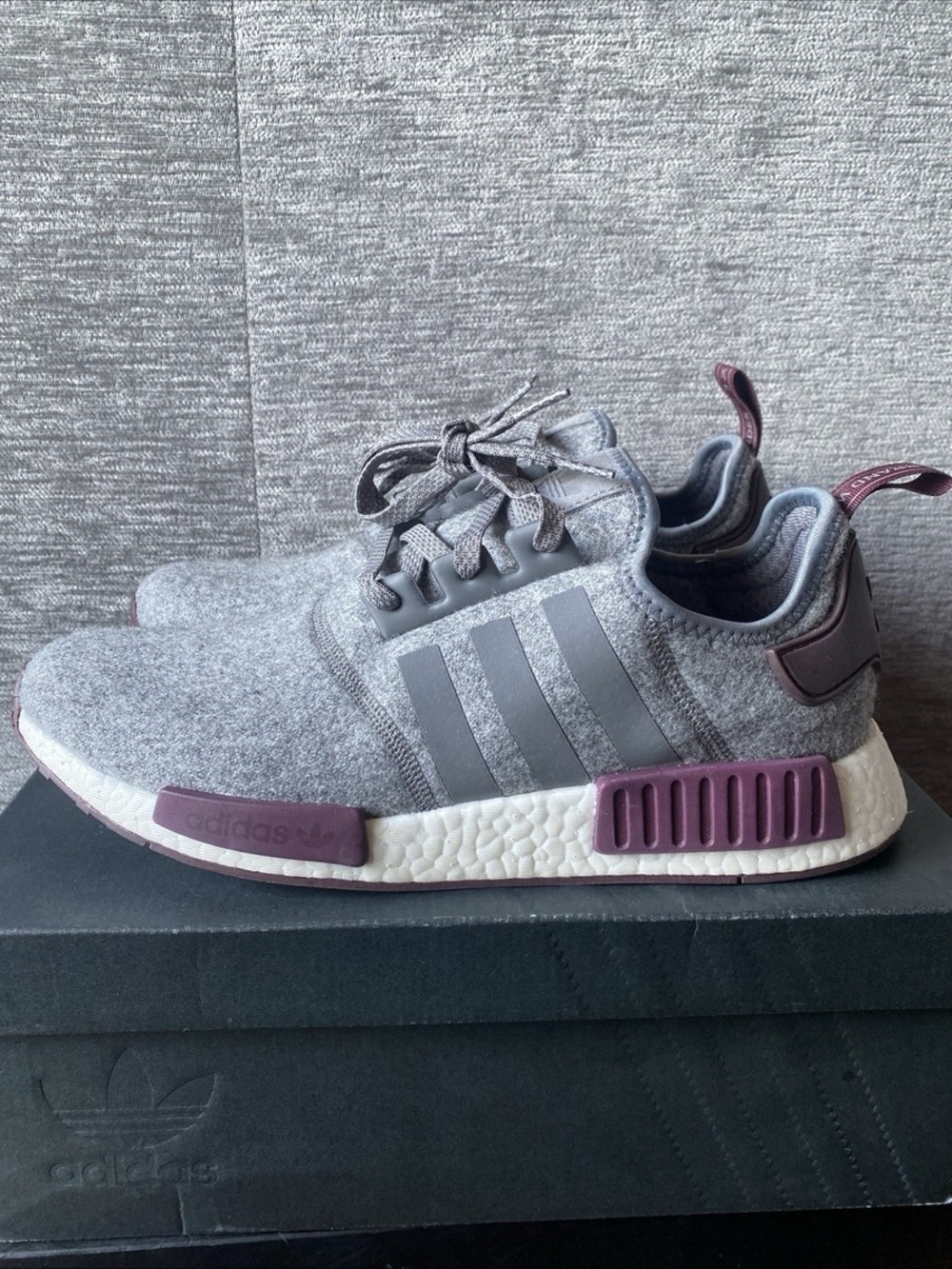 Adidas NMD R1 Grey Wool 3M Maroon